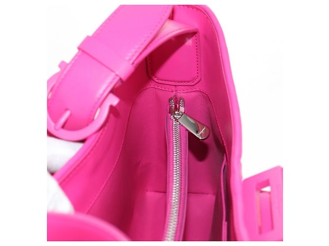 Borsa a Spalla Gancini in Pelle Rosa Argento Salvatore Ferragamo Auth BA8419V - vista 20