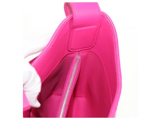 Borsa a Spalla Gancini in Pelle Rosa Argento Salvatore Ferragamo Auth BA8419V - vista 21