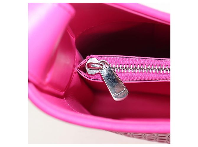 Borsa a Spalla Gancini in Pelle Rosa Argento Salvatore Ferragamo Auth BA8419V - vista 22
