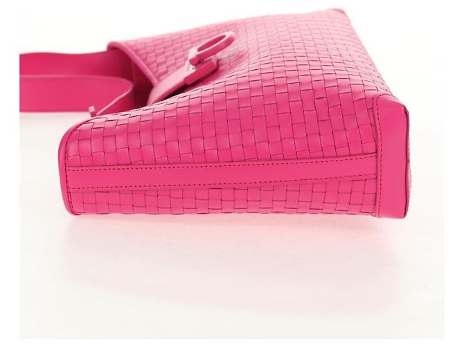 Borsa a Spalla Gancini in Pelle Rosa Argento Salvatore Ferragamo Auth BA8419V - vista 4