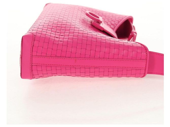 Borsa a Spalla Gancini in Pelle Rosa Argento Salvatore Ferragamo Auth BA8419V - vista 5