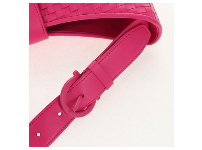 Borsa a Spalla Gancini in Pelle Rosa Argento Salvatore Ferragamo Auth BA8419V - vista 8