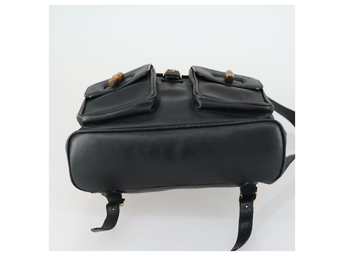 Zaino in Pelle Gucci Bamboo Nero Oro 003 2058 0016 Auth 151336 - vista 11
