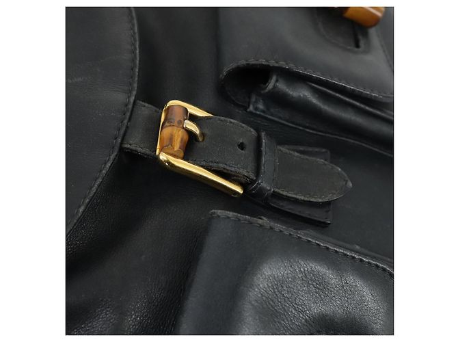 Zaino in Pelle Gucci Bamboo Nero Oro 003 2058 0016 Auth 151336 - vista 16