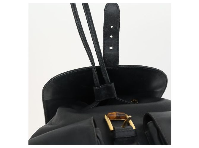 Zaino in Pelle Gucci Bamboo Nero Oro 003 2058 0016 Auth 151336 - vista 17