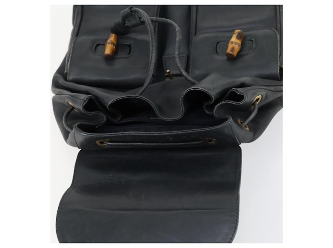 Zaino in Pelle Gucci Bamboo Nero Oro 003 2058 0016 Auth 151336 - vista 18
