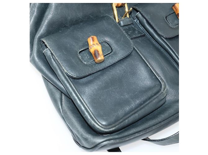 Zaino in Pelle Gucci Bamboo Nero Oro 003 2058 0016 Auth 151336 - vista 25