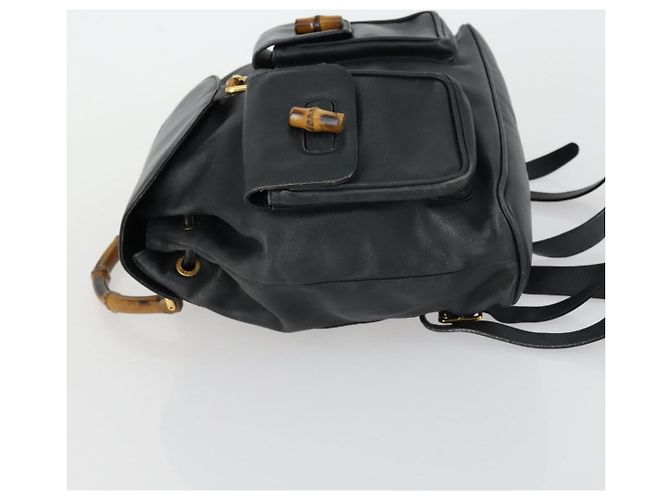 Zaino in Pelle Gucci Bamboo Nero Oro 003 2058 0016 Auth 151336 - vista 5