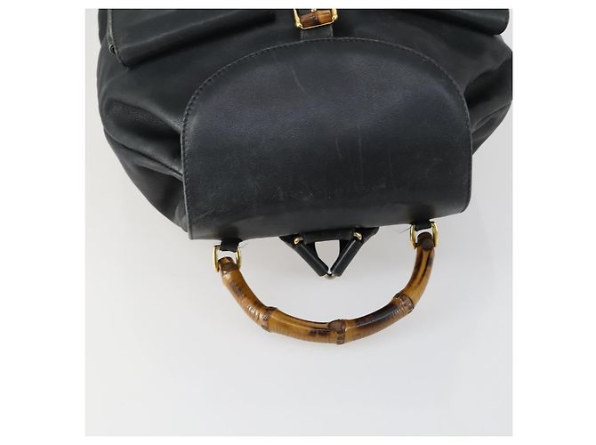 Zaino in Pelle Gucci Bamboo Nero Oro 003 2058 0016 Auth 151336 - vista 6