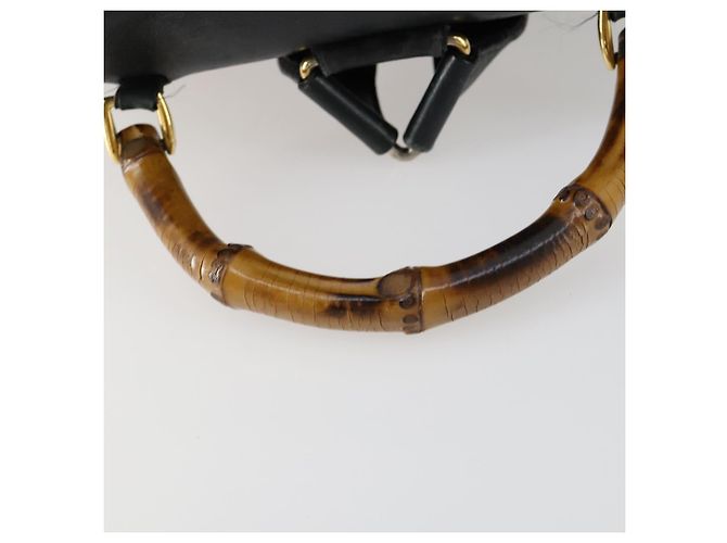 Zaino in Pelle Gucci Bamboo Nero Oro 003 2058 0016 Auth 151336 - vista 7