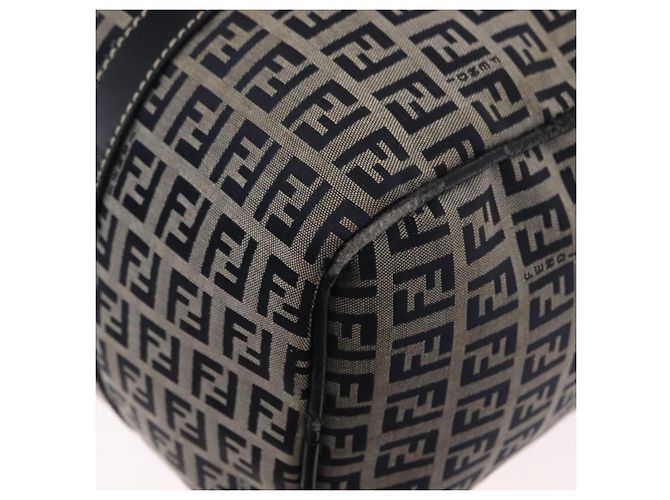 FENDI Zucchino Canvas Boston Tasche Navy Silber Auth 154748 Marineblau - Ansicht 10
