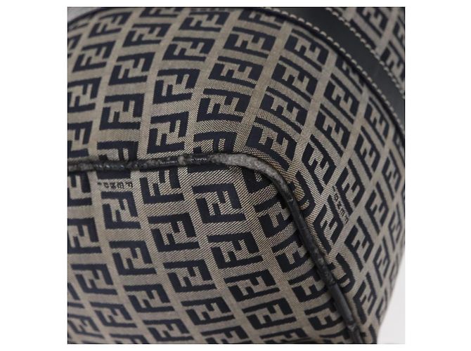 FENDI Zucchino Canvas Boston Tasche Navy Silber Auth 154748 Marineblau - Ansicht 14