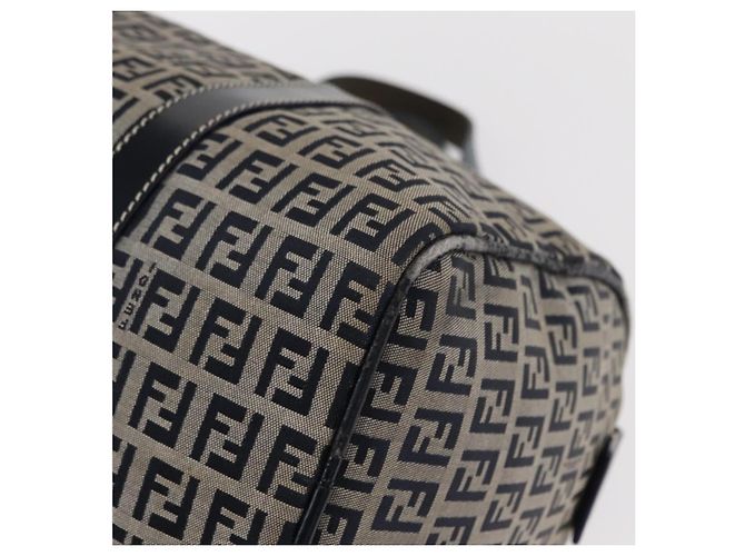 FENDI Zucchino Canvas Boston Tasche Navy Silber Auth 154748 Marineblau - Ansicht 15