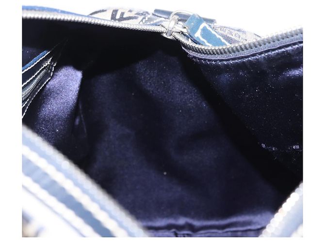 FENDI Zucchino Canvas Boston Tasche Navy Silber Auth 154748 Marineblau - Ansicht 19