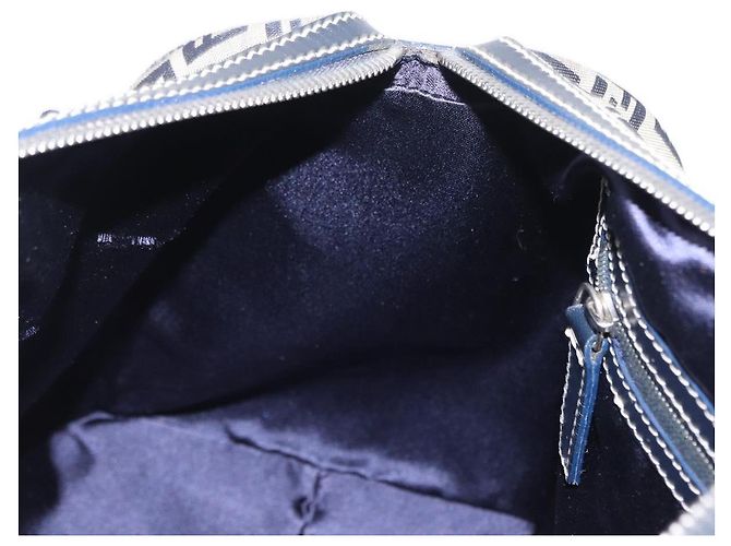 FENDI Zucchino Canvas Boston Tasche Navy Silber Auth 154748 Marineblau - Ansicht 20