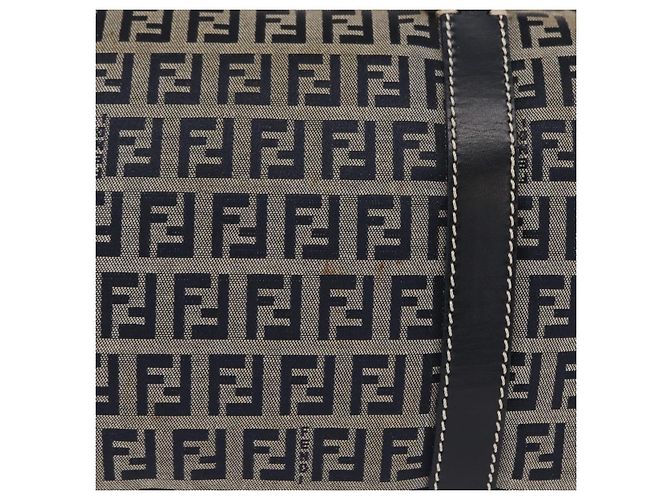 FENDI Zucchino Canvas Boston Tasche Navy Silber Auth 154748 Marineblau - Ansicht 3