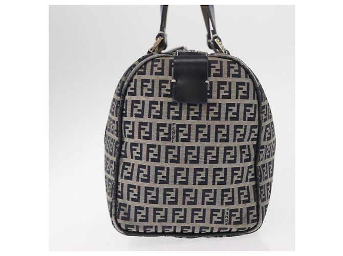 FENDI Zucchino Canvas Boston Tasche Navy Silber Auth 154748 Marineblau - Ansicht 4