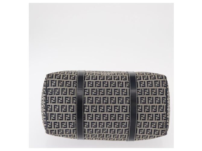 FENDI Zucchino Canvas Boston Tasche Navy Silber Auth 154748 Marineblau - Ansicht 6