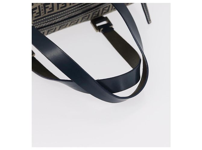 FENDI Zucchino Canvas Boston Tasche Navy Silber Auth 154748 Marineblau - Ansicht 8