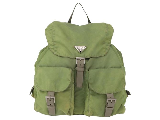 PRADA Backpack Nylon Green Silver Auth bs31165 Silvery - view 13