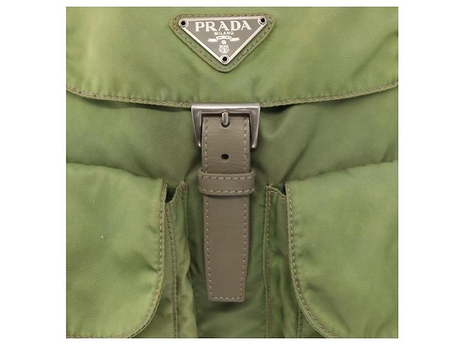 PRADA Backpack Nylon Green Silver Auth bs31165 Silvery - view 22