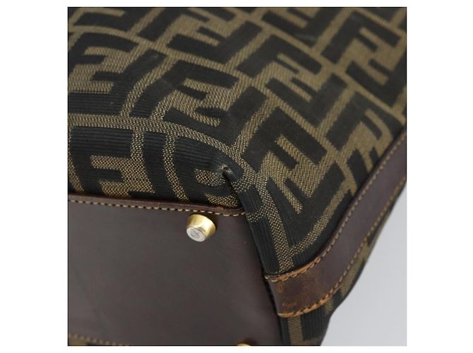 Borsa a mano in tela Zucca FENDI nera e marrone Auth 148627 Nero - vista 10