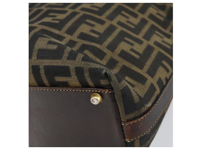 Borsa a mano in tela Zucca FENDI nera e marrone Auth 148627 Nero - vista 12