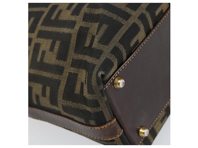Borsa a mano in tela Zucca FENDI nera e marrone Auth 148627 Nero - vista 13