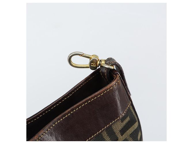 Borsa a mano in tela Zucca FENDI nera e marrone Auth 148627 Nero - vista 15