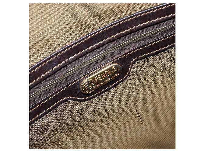 Borsa a mano in tela Zucca FENDI nera e marrone Auth 148627 Nero - vista 16