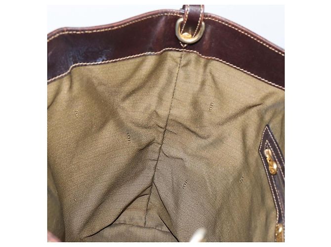 Borsa a mano in tela Zucca FENDI nera e marrone Auth 148627 Nero - vista 19
