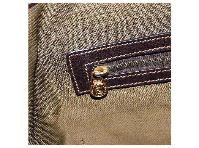 Borsa a mano in tela Zucca FENDI nera e marrone Auth 148627 Nero - vista 20
