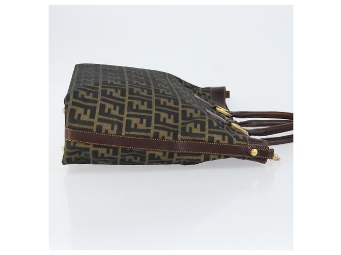 Borsa a mano in tela Zucca FENDI nera e marrone Auth 148627 Nero - vista 4