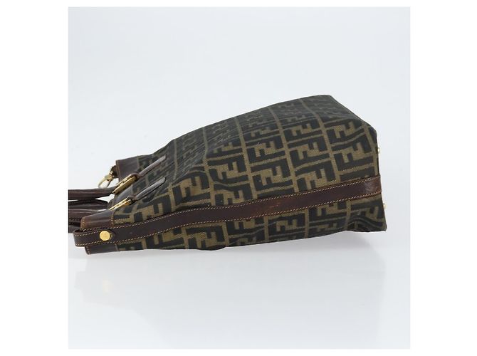 Borsa a mano in tela Zucca FENDI nera e marrone Auth 148627 Nero - vista 5