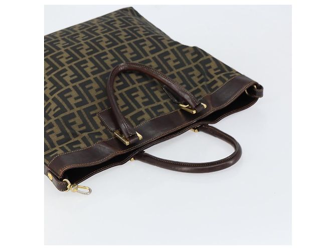 Borsa a mano in tela Zucca FENDI nera e marrone Auth 148627 Nero - vista 6