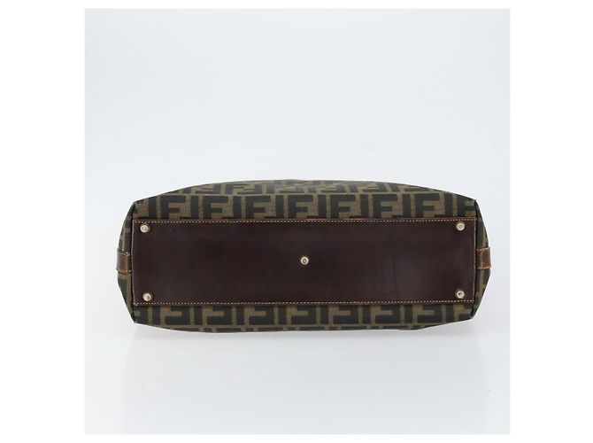 Borsa a mano in tela Zucca FENDI nera e marrone Auth 148627 Nero - vista 9