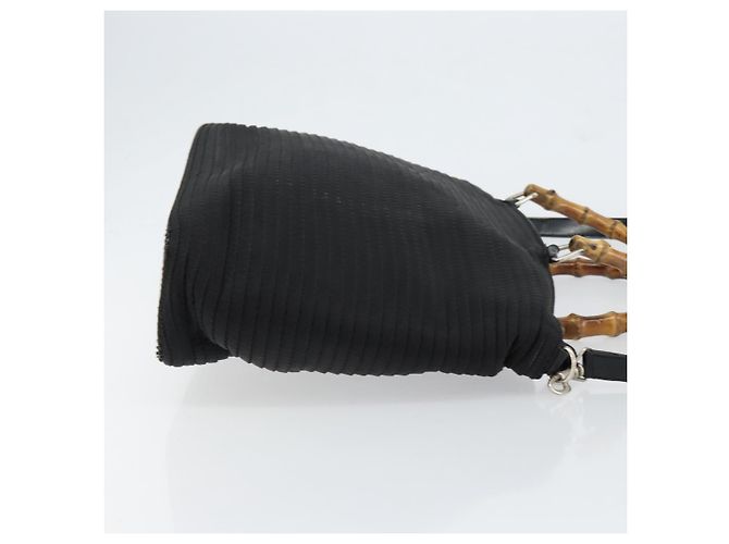 Borsa a mano GUCCI Bamboo Canvas 2way Nera Argento 002 2058 0439 5 Auth bs30947 Nero - vista 4