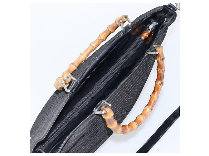 Borsa a mano GUCCI Bamboo Canvas 2way Nera Argento 002 2058 0439 5 Auth bs30947 Nero - vista 6