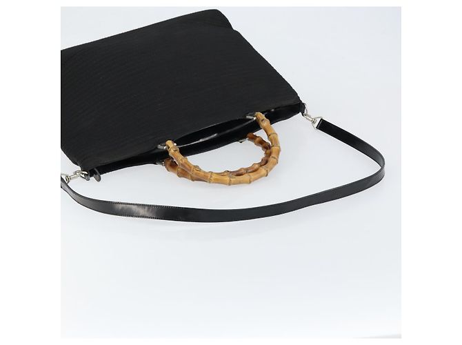 Borsa a mano GUCCI Bamboo Canvas 2way Nera Argento 002 2058 0439 5 Auth bs30947 Nero - vista 9
