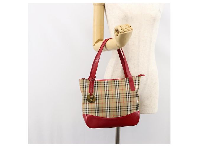Burberry Nova Check Handtasche aus Canvas Beige Gold Auth 154459 Golden - Ansicht 22