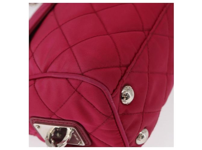 PRADA Borsa a Spalla con Catena Nylon Rosa Argento Auth 153853 - vista 10