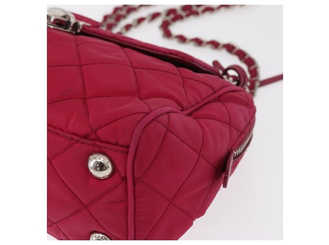 PRADA Borsa a Spalla con Catena Nylon Rosa Argento Auth 153853 - vista 11