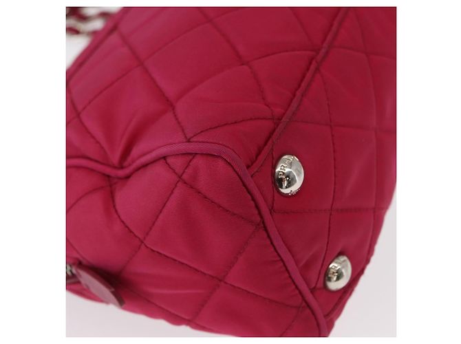 PRADA Borsa a Spalla con Catena Nylon Rosa Argento Auth 153853 - vista 12