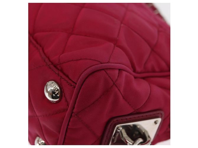 PRADA Borsa a Spalla con Catena Nylon Rosa Argento Auth 153853 - vista 13