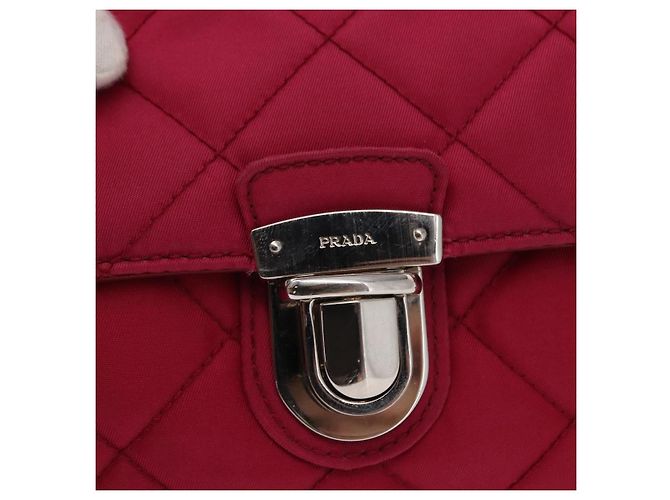 PRADA Borsa a Spalla con Catena Nylon Rosa Argento Auth 153853 - vista 15