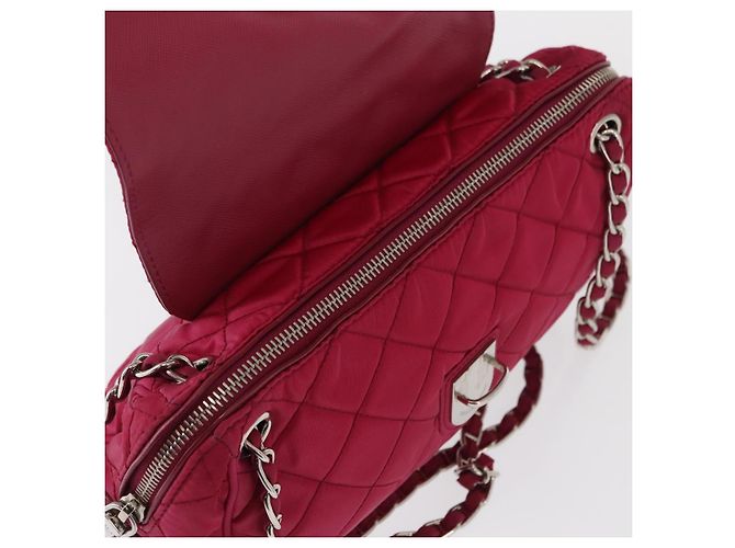 PRADA Borsa a Spalla con Catena Nylon Rosa Argento Auth 153853 - vista 18