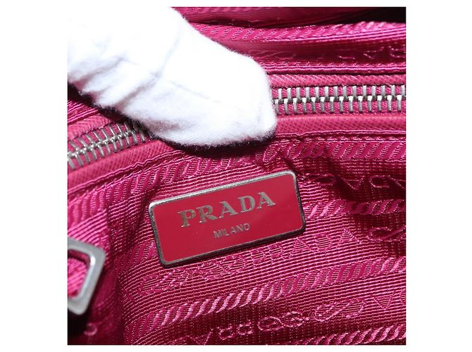 PRADA Borsa a Spalla con Catena Nylon Rosa Argento Auth 153853 - vista 19