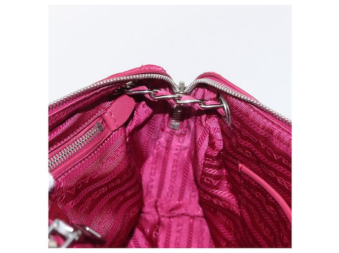 PRADA Borsa a Spalla con Catena Nylon Rosa Argento Auth 153853 - vista 21