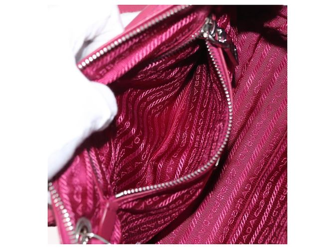 PRADA Borsa a Spalla con Catena Nylon Rosa Argento Auth 153853 - vista 24