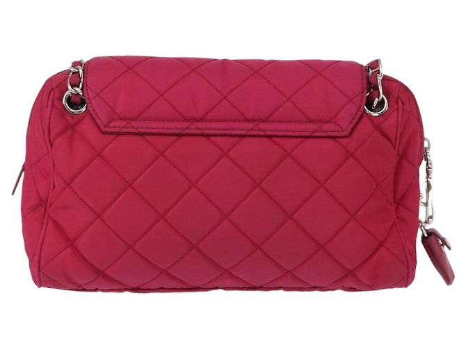 PRADA Borsa a Spalla con Catena Nylon Rosa Argento Auth 153853 - vista 3